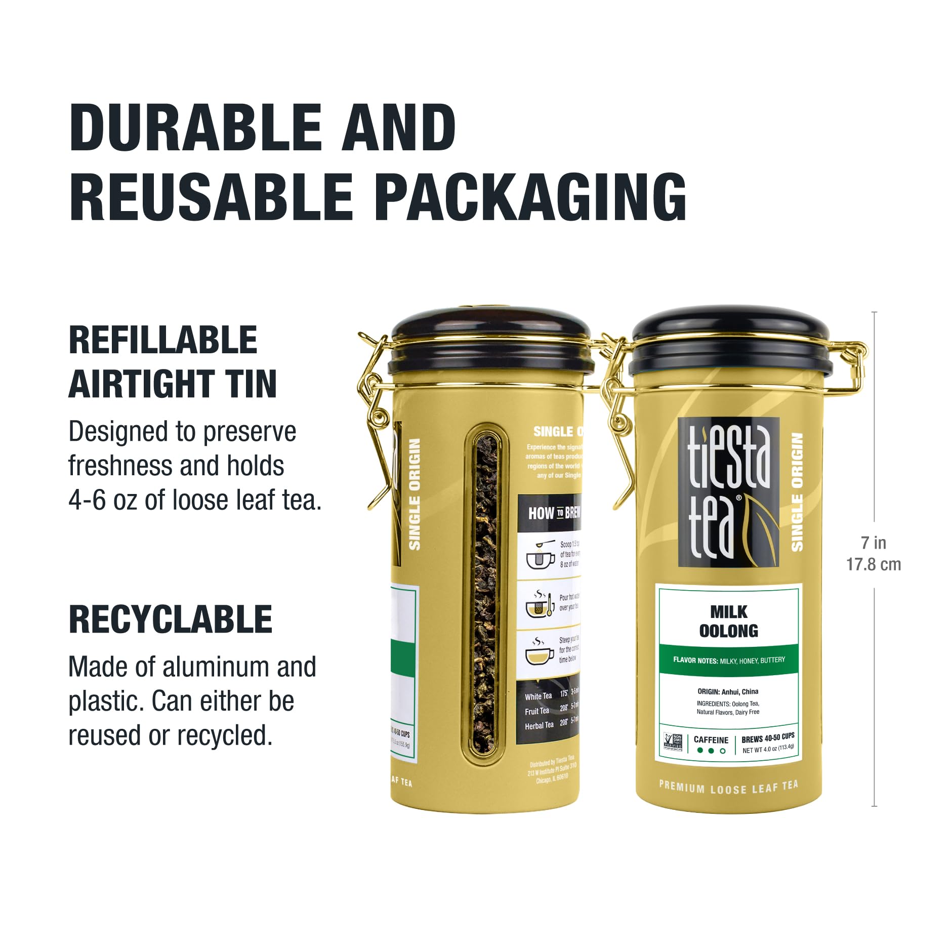 Tiesta Tea ingredients label close-up confirming single-origin purity