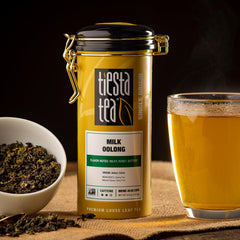 Tiesta Tea loose leaf close-up showing whole leaves and quality aroma