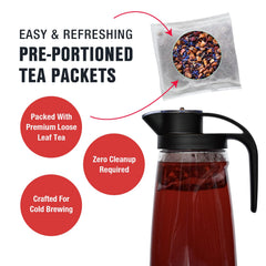 Tiesta Tea packet steeping in a pitcher to show easy cold brew method