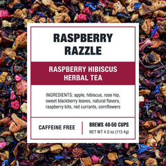 Tiesta Tea pouring hot Raspberry Razzle cup for cozy, fruity comfort