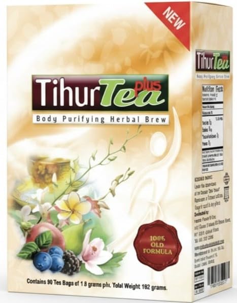 Tihur Tea Plus loose-ingredient spread with herbs and berries, benefit visible natural components