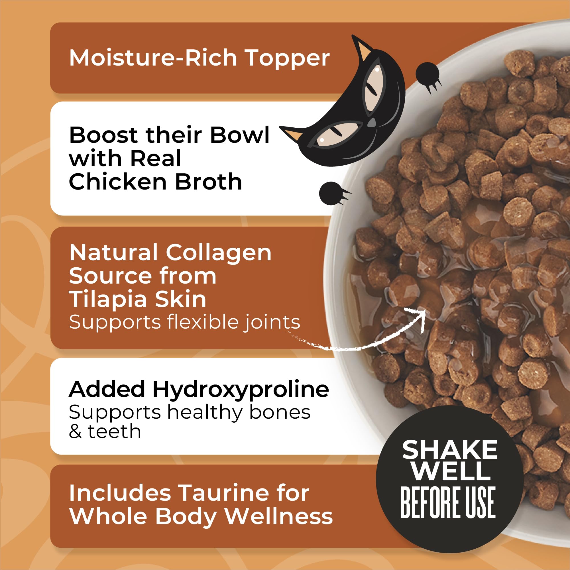 Close-up of Tiki Cat chicken broth texture highlighting real chicken richness