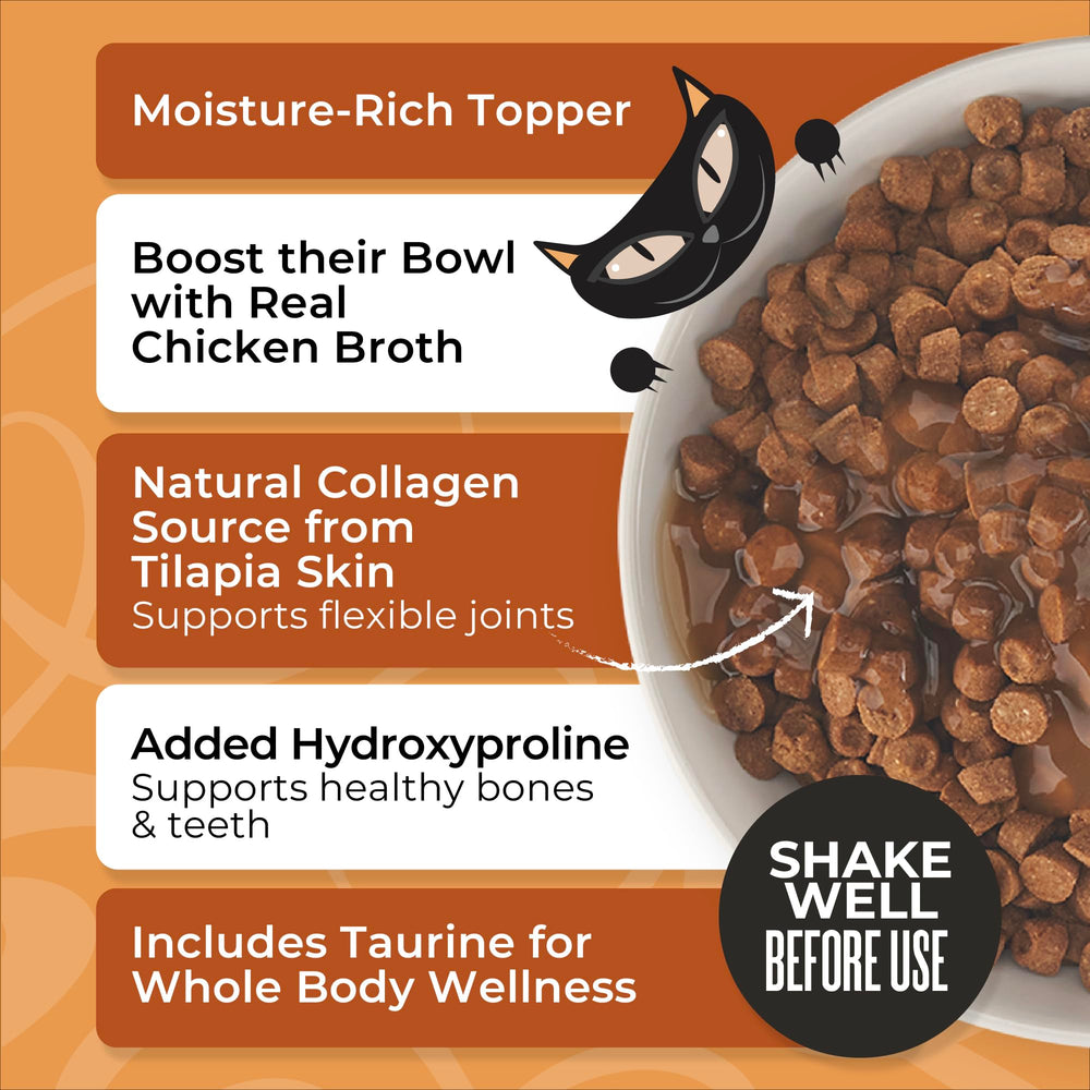 Close-up of Tiki Cat chicken broth texture highlighting real chicken richness