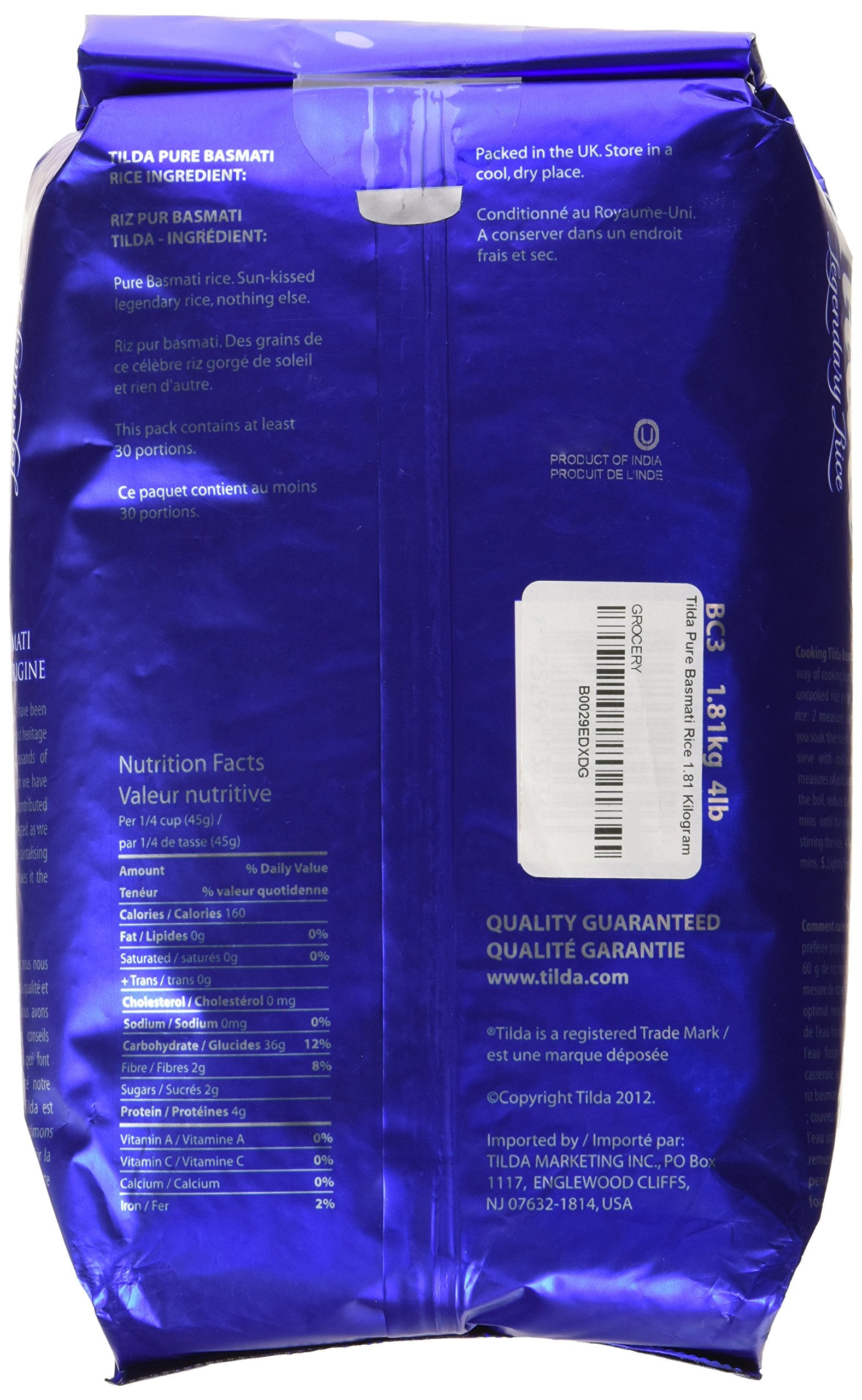 Tilda cooked basmati close-up with fluffy separate grains, appetizing texture