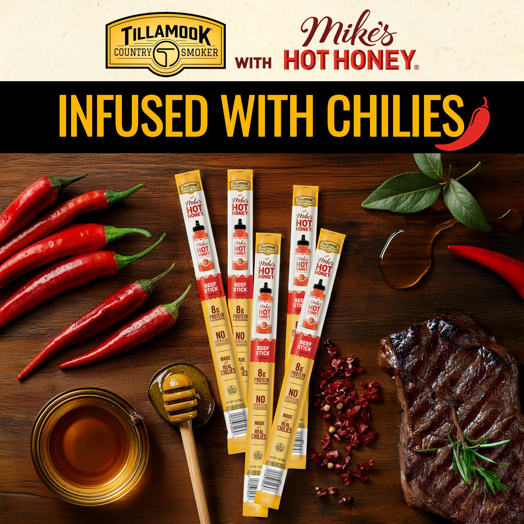 Tillamook Country Smoker open box with individually wrapped sticks for easy portioning