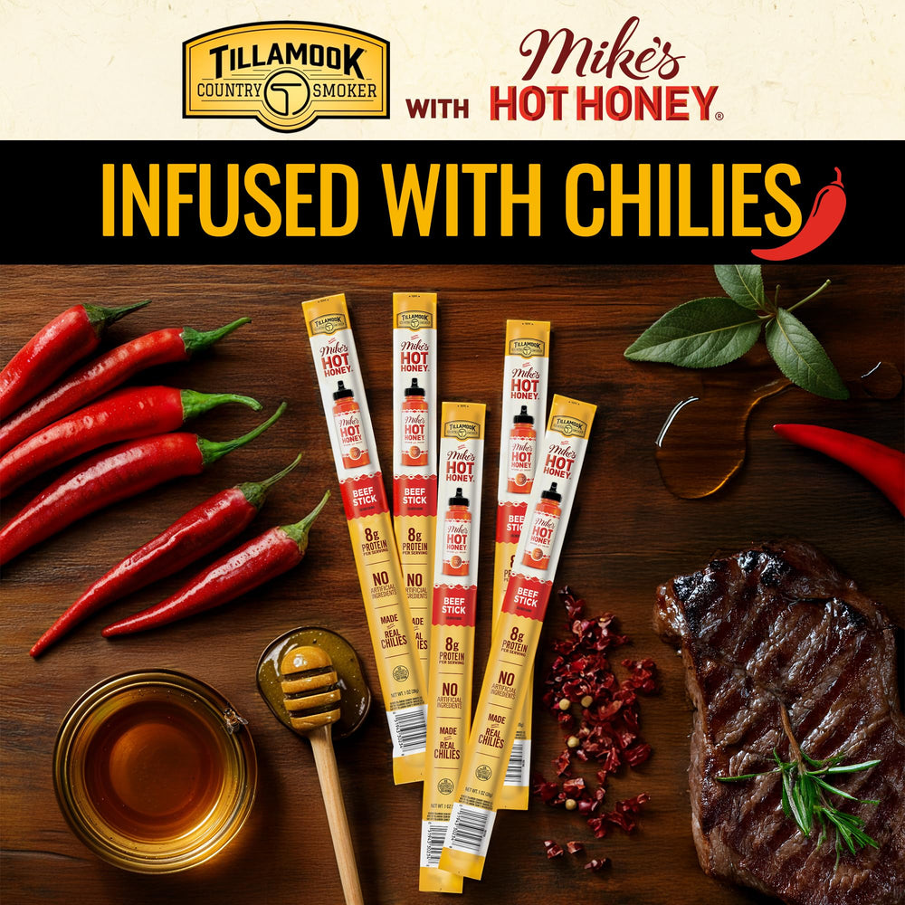 Tillamook Country Smoker open box with individually wrapped sticks for easy portioning