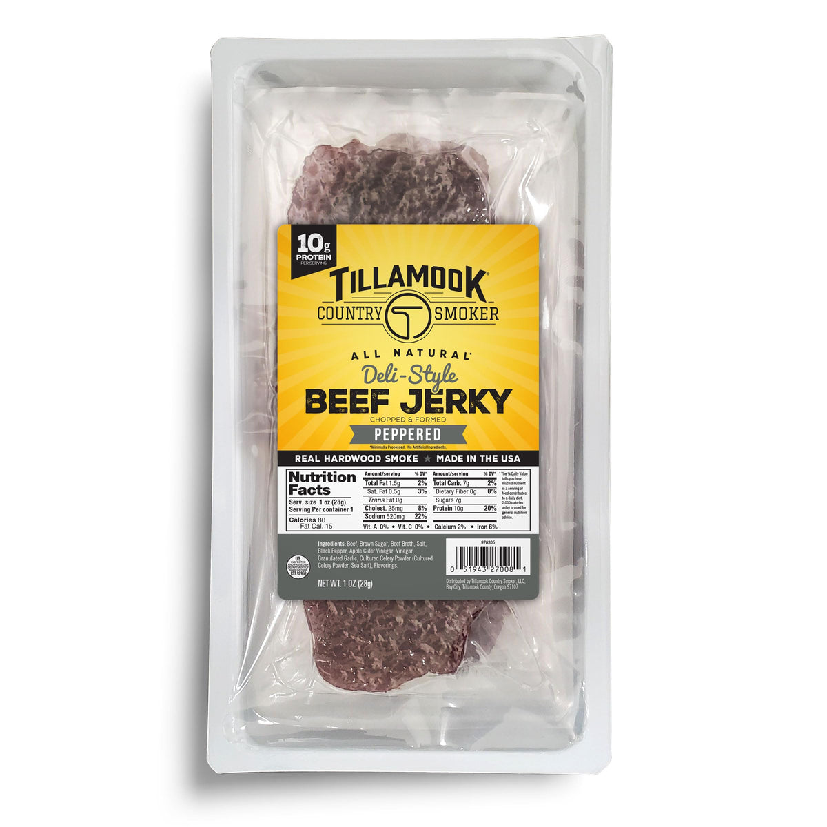 Tillamook Country Smoker front packaging showing 12-count tray and branding benefit: convenience