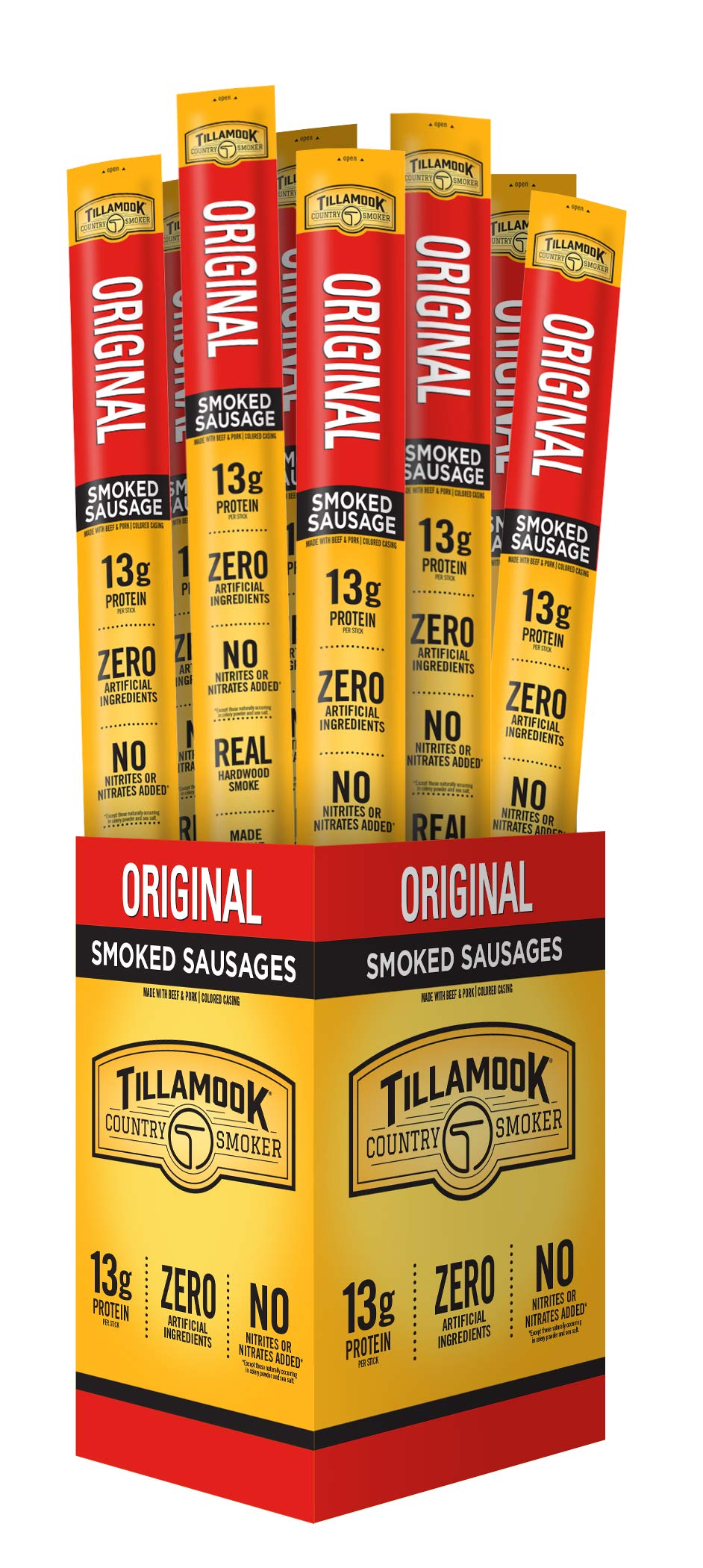 Tillamook Country Smoker front packaging showing 24-count convenience and brand