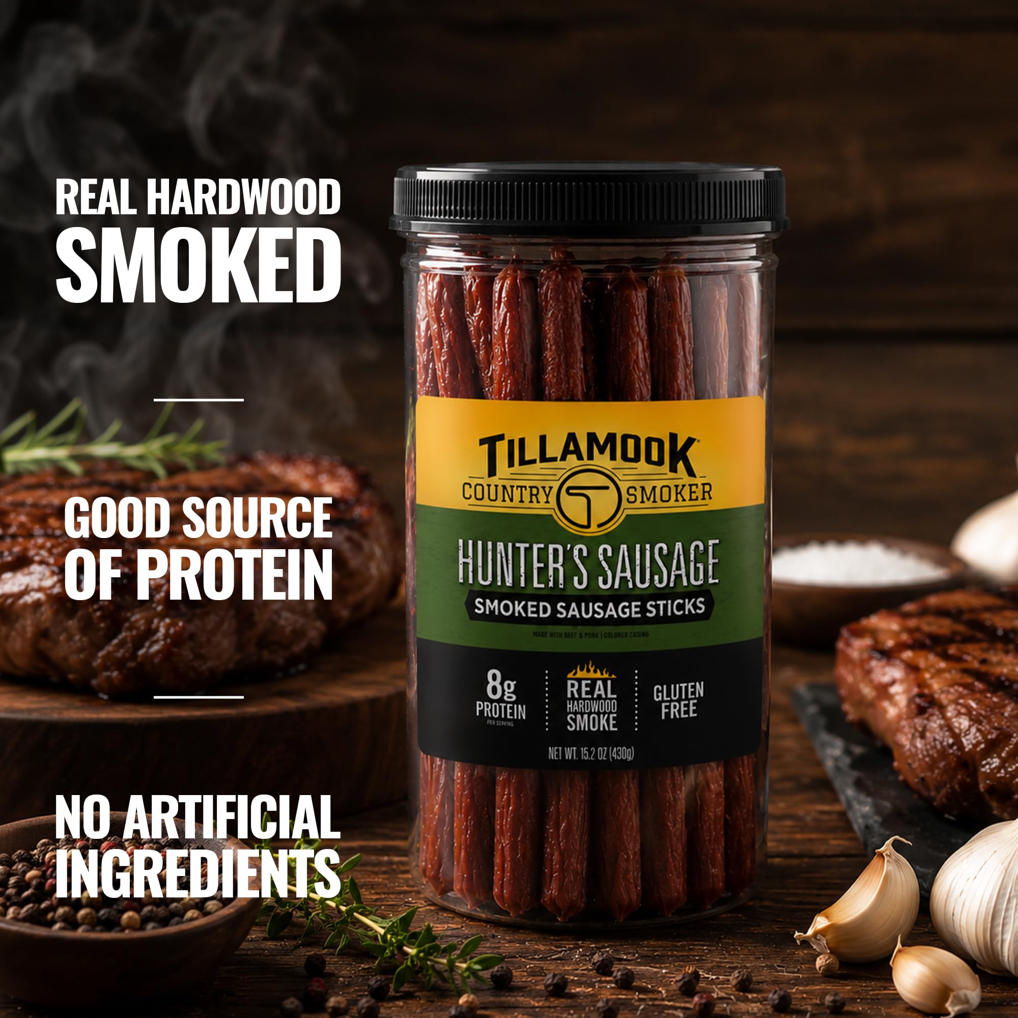 Tillamook Country Smoker close-up of sausage texture highlighting smoky flavor