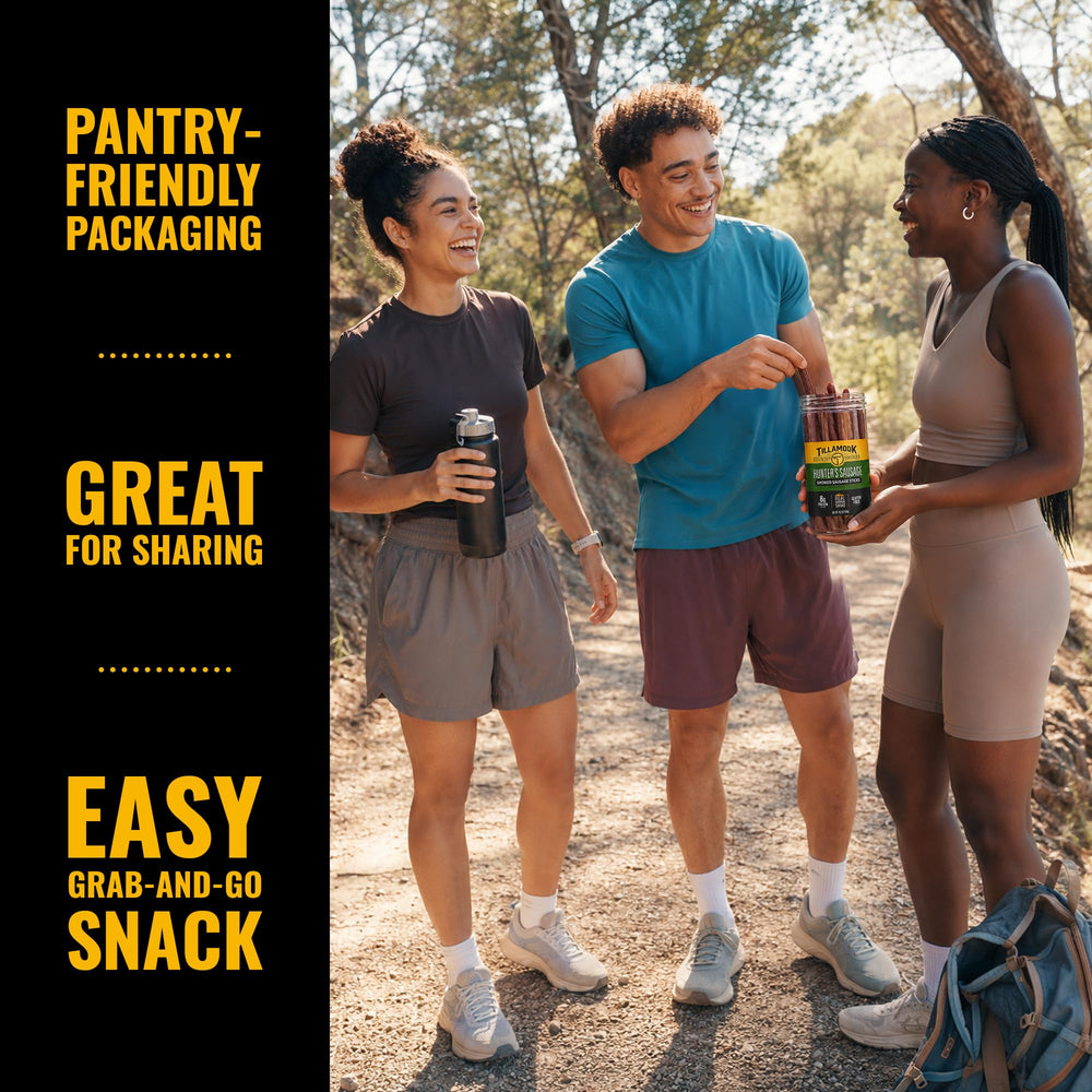 Tillamook Country Smoker sliced sticks on cutting board for easy sharing