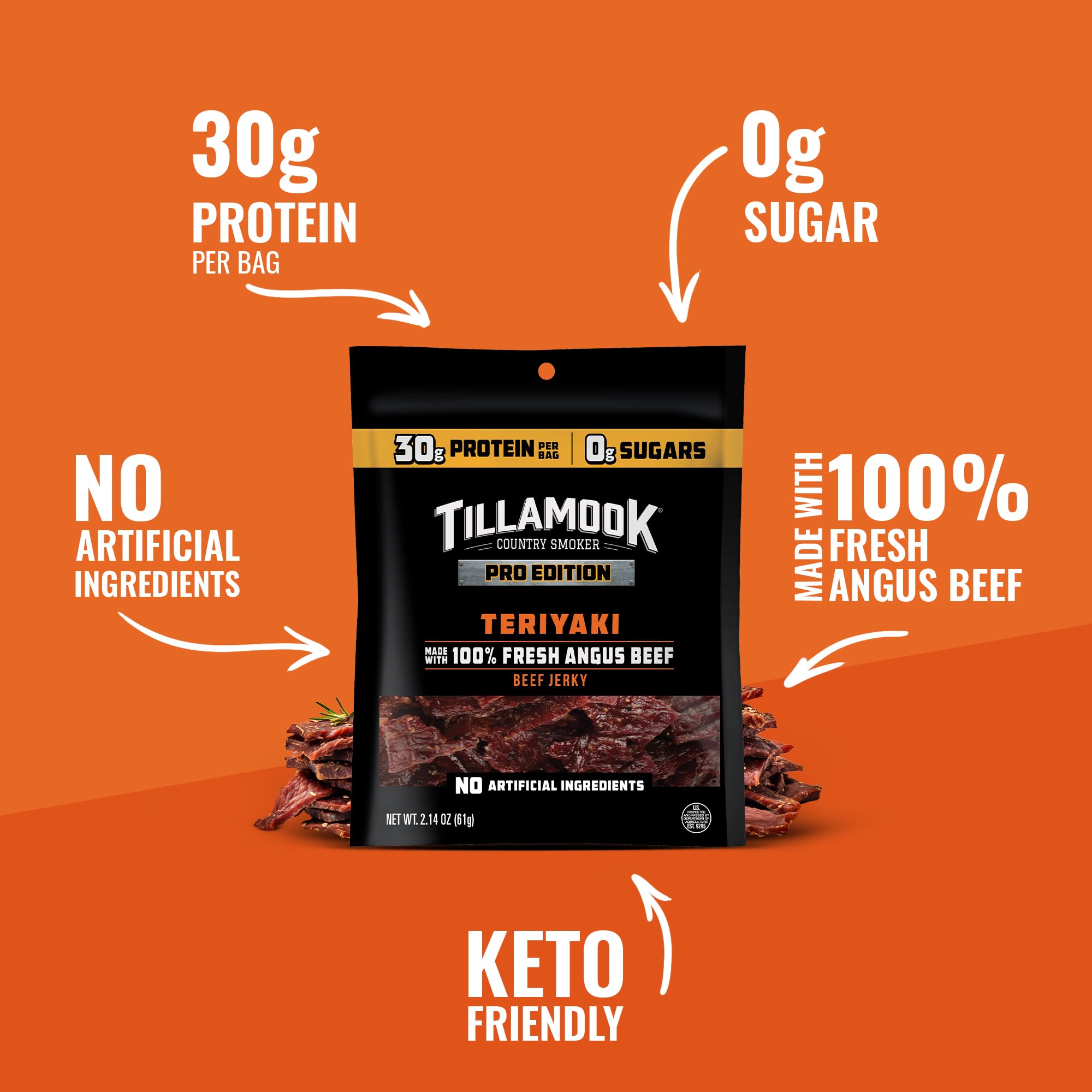Tillamook Country Smoker label detail highlighting zero sugar and ingredient clarity