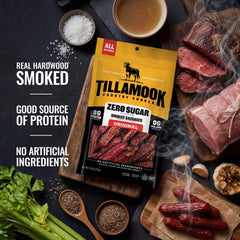 Tillamook Country Smoker sliced on cutting board ready for serving