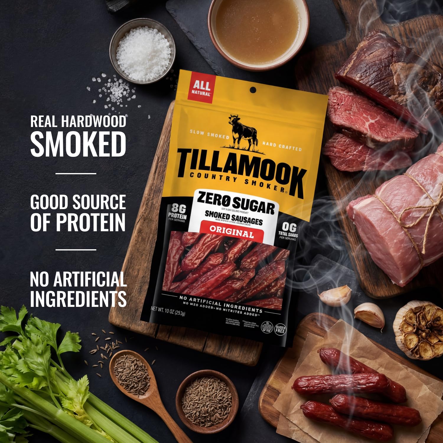 Tillamook Country Smoker single meat stick unwrapped ready to eat