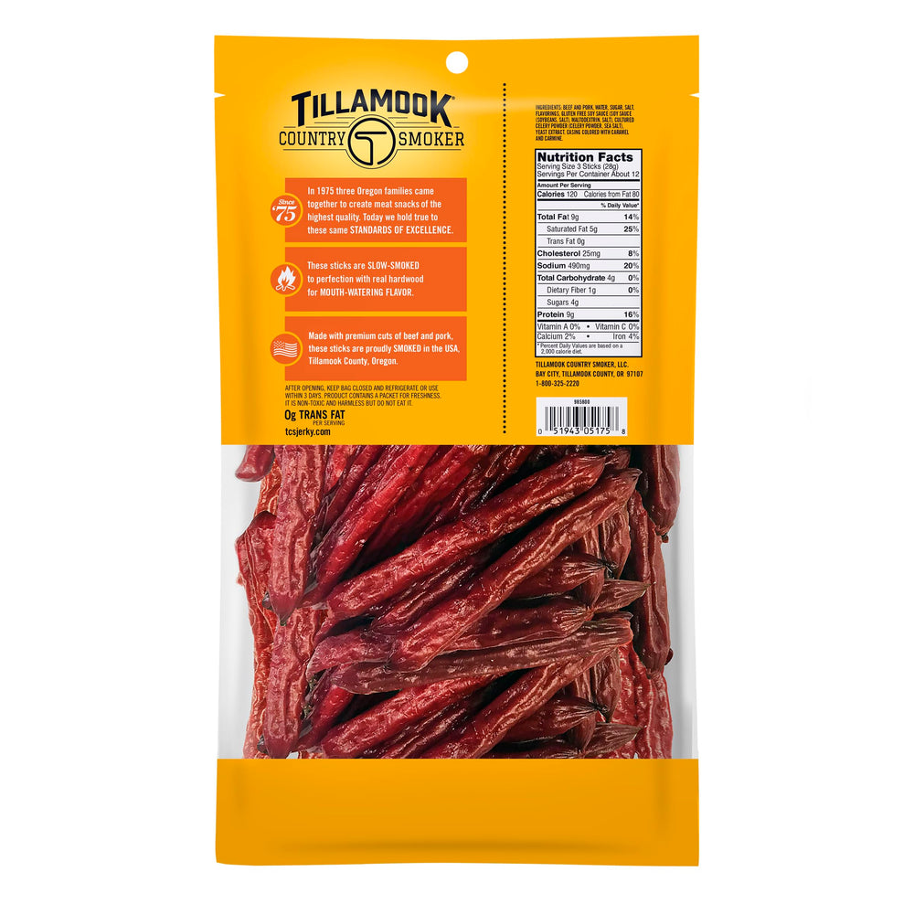 Tillamook Country Smoker close-up texture of smoked sausage highlighting hardwood smoke flavor