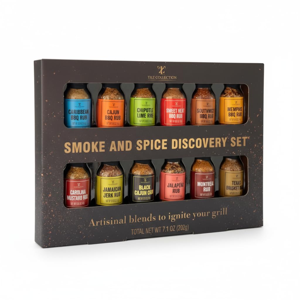 Tilz front view of 12 spice set showing organized gift-ready presentation and convenience
