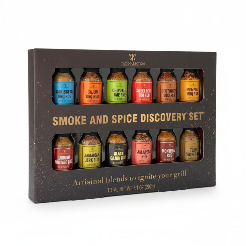 Tilz front view of 12 spice set showing organized gift-ready presentation and convenience