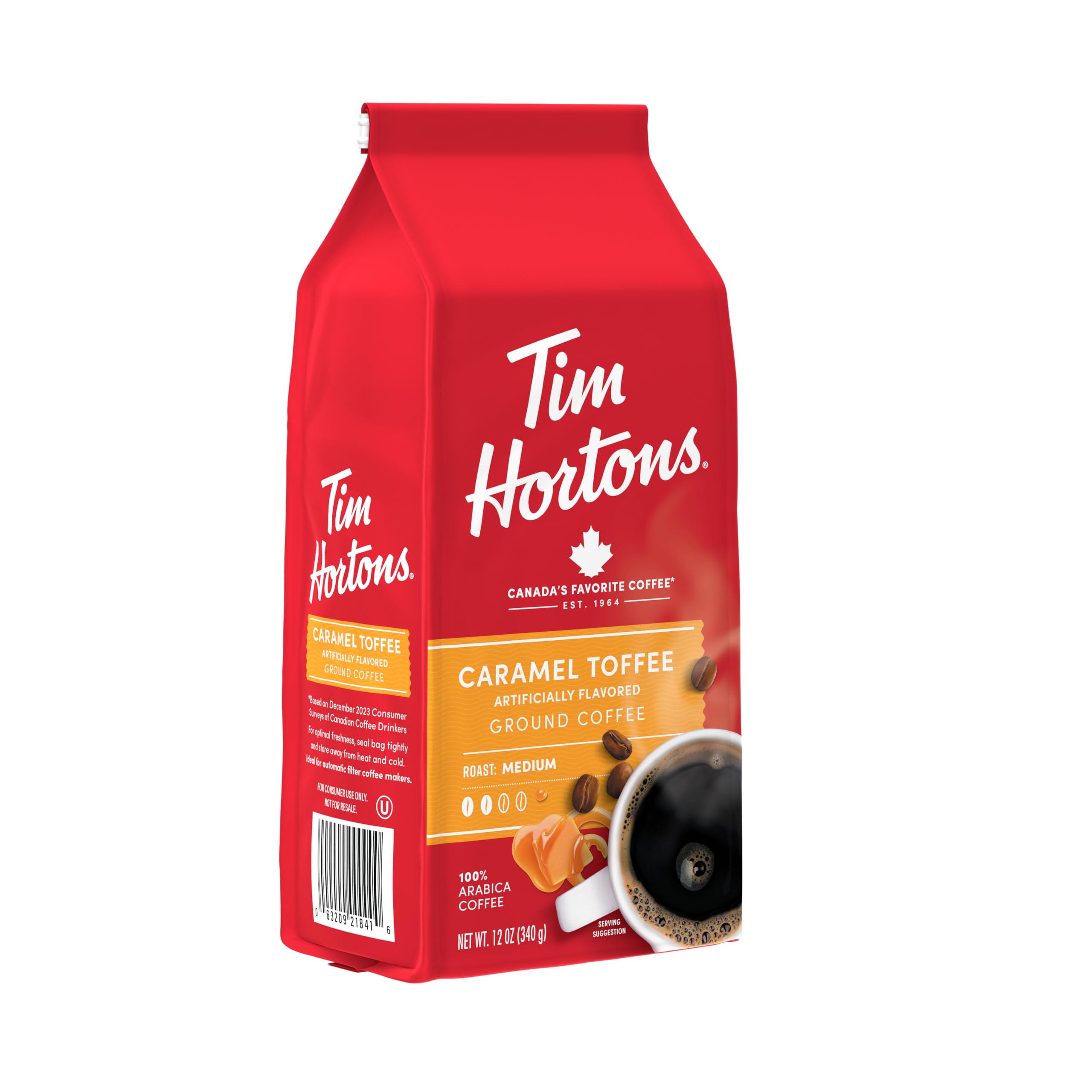 Tim Hortons close-up of ground coffee texture showing Arabica quality and rich flavor preservation