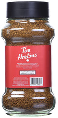 Tim Hortons jar beside brewed cup showing convenience and consistent taste