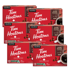 Tim Hortons front packaging showing dark roast pods and convenience