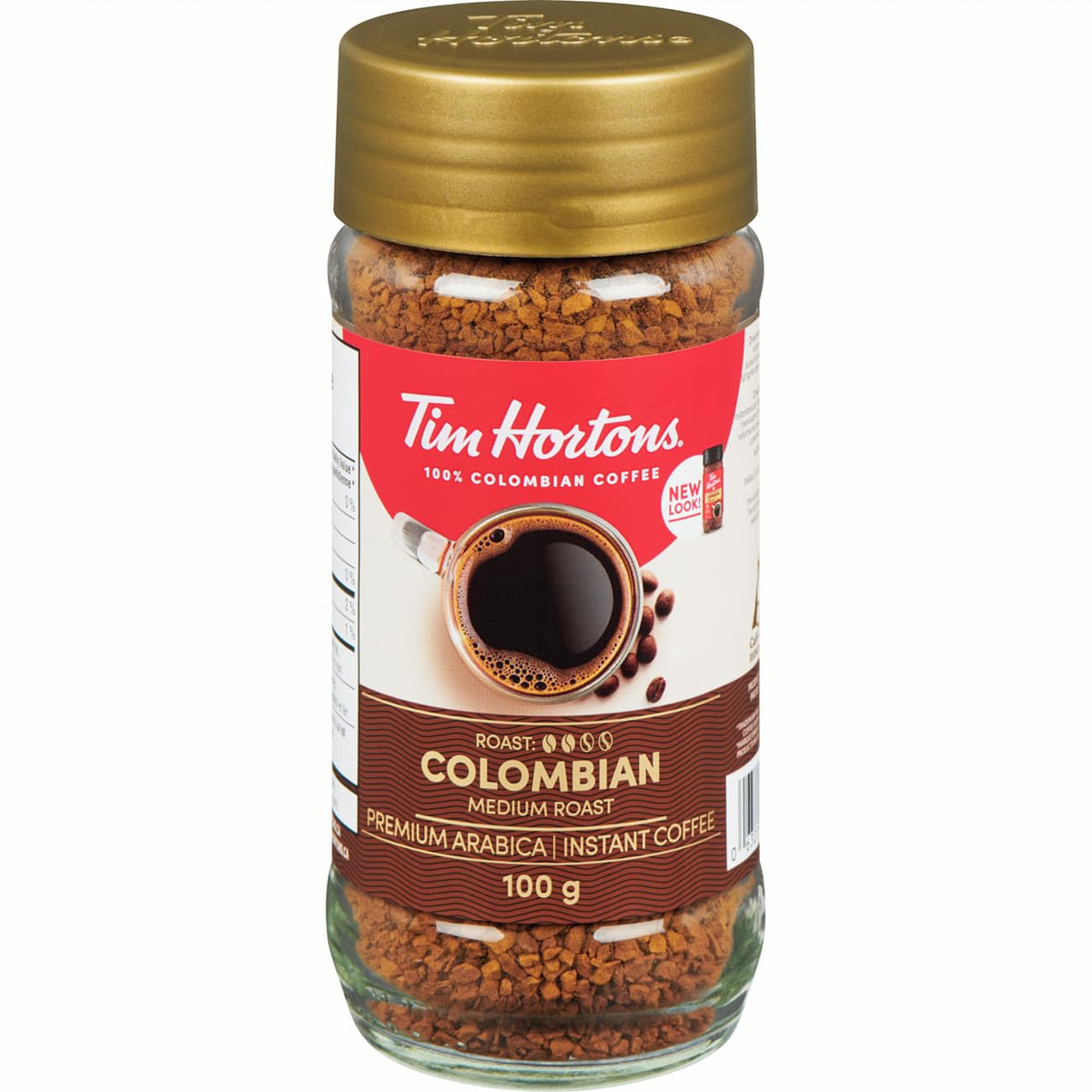 Tim Hortons front jar showing branding and convenient instant format benefits