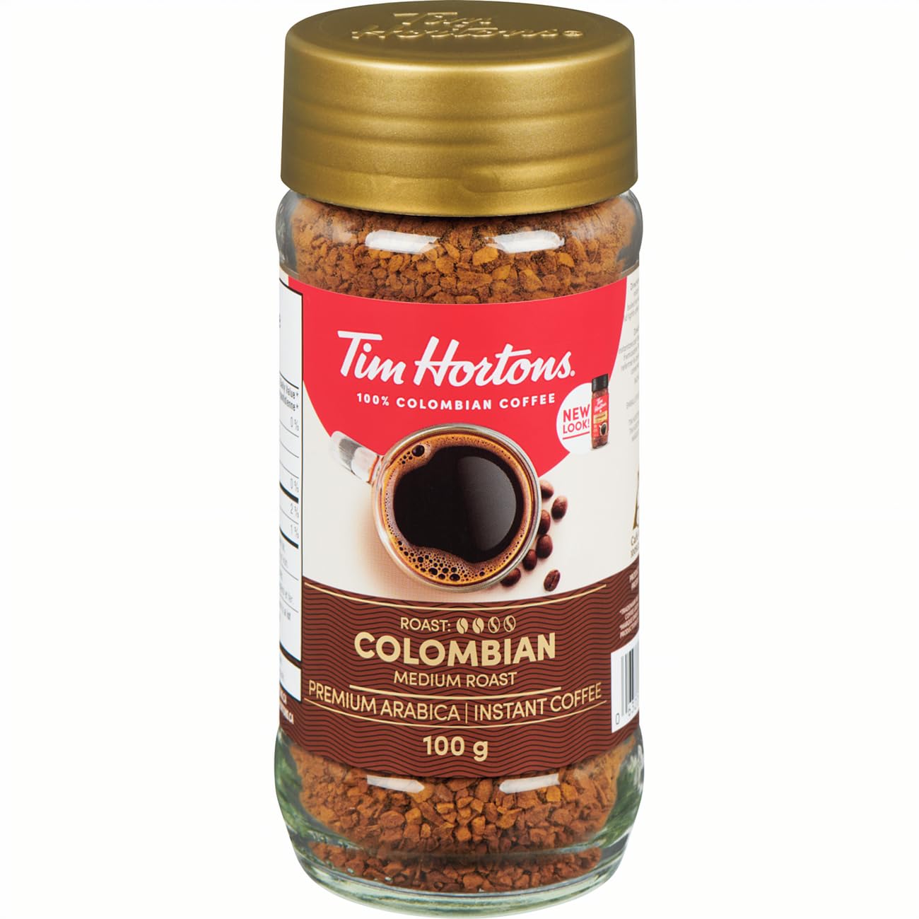 scoop of Tim Hortons granules showing single-serve portioning convenience