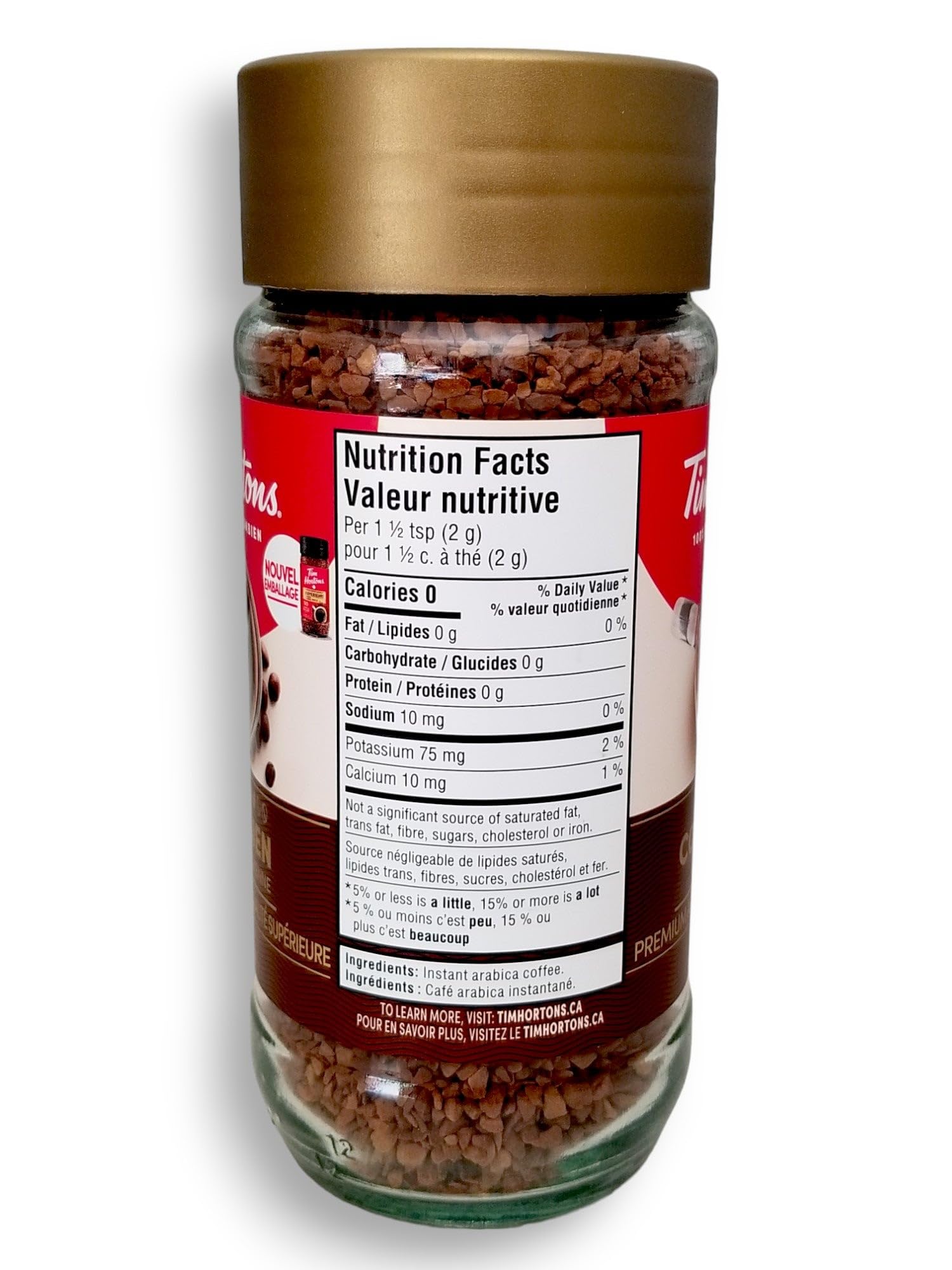 cup of Tim Hortons instant coffee with milk showing smooth balanced taste