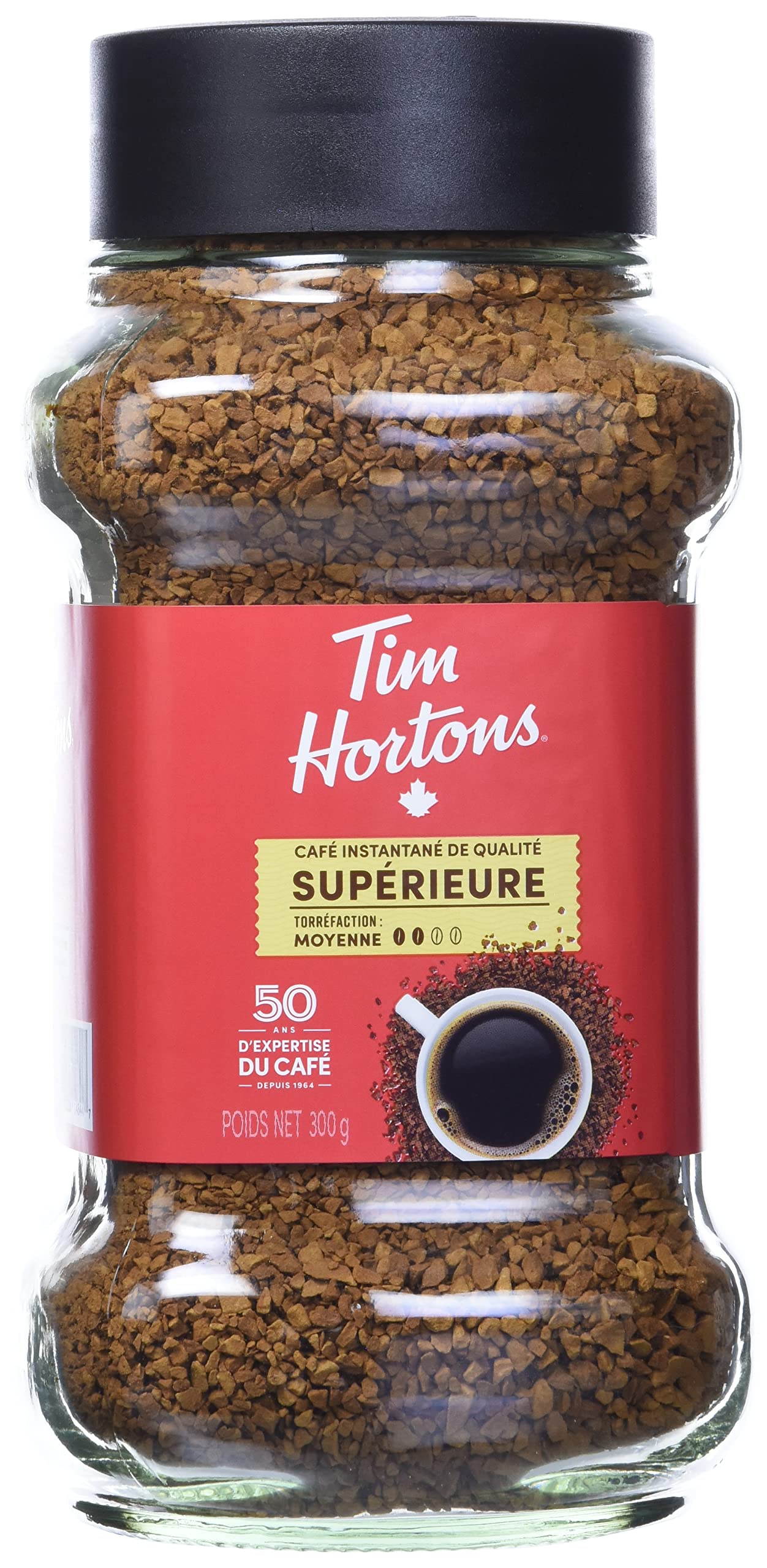 Tim Hortons label close-up highlighting 100% Colombian Arabica origin