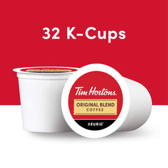 Close-up of Tim Hortons K-Cup top label highlighting easy Keurig compatibility