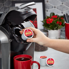 Tim Hortons pod in Keurig slot demonstrating quick single-serve brewing