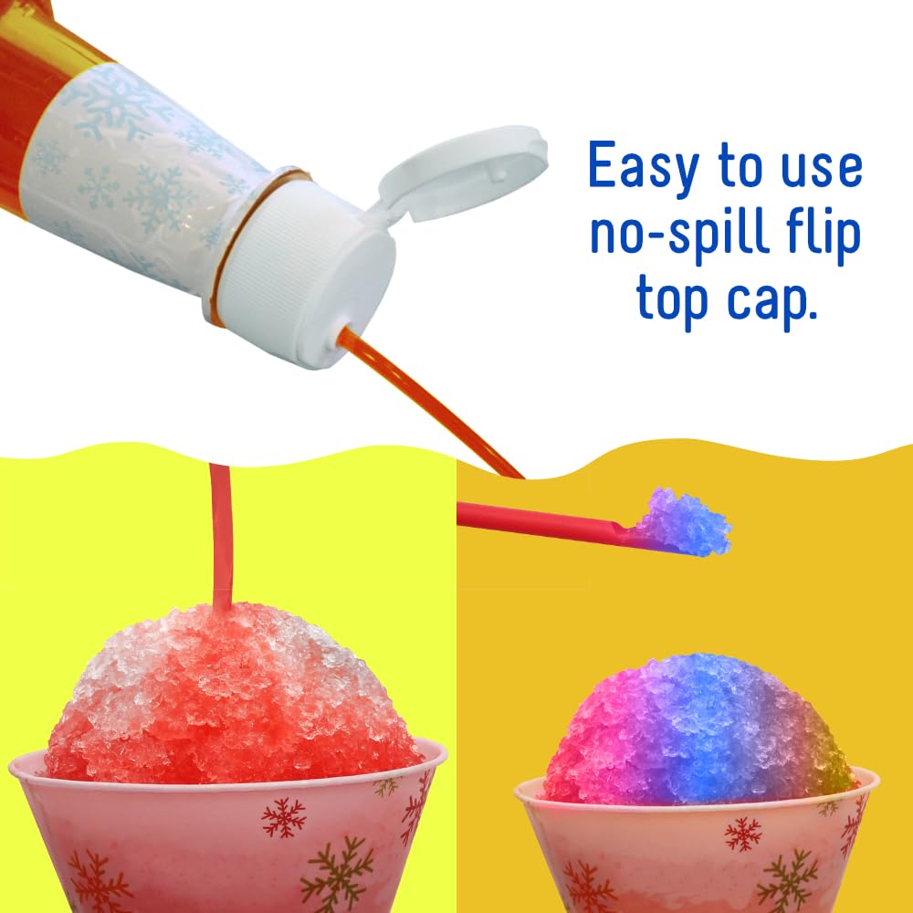 Time For Treats syrup poured over shaved ice showing vibrant fruit flavor