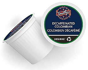 Timothy's World Coffee K-Cup close-up lid highlighting sealed freshness