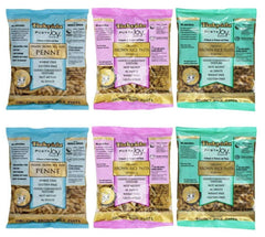 Tinkyada front packaging showing three organic gluten-free shapes and shelf-ready convenience