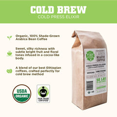 Tiny Footprint Coffee bag label detail showing certifications and sustainability message