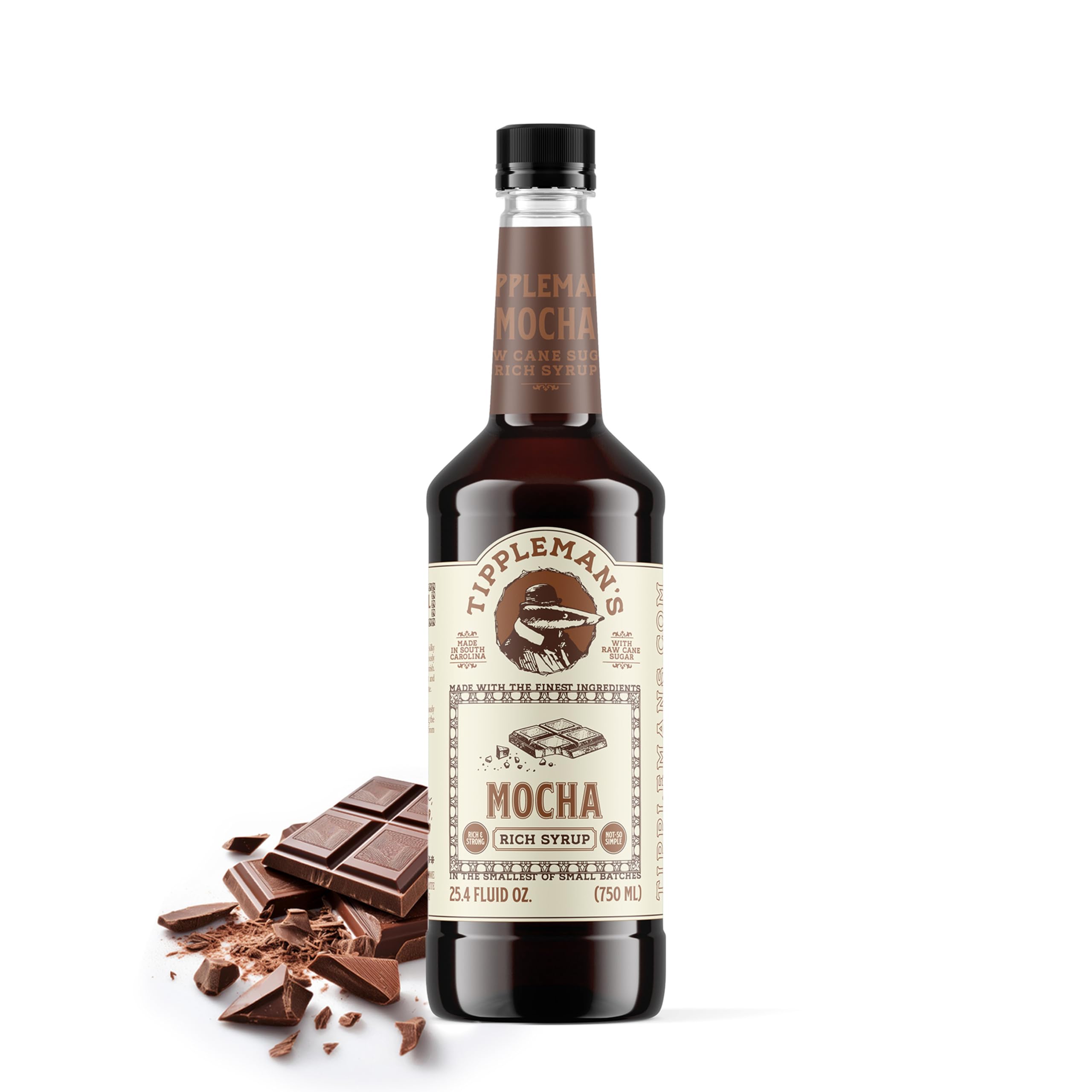 Tippleman's bottle front view showing rich mocha and natural ingredients benefit