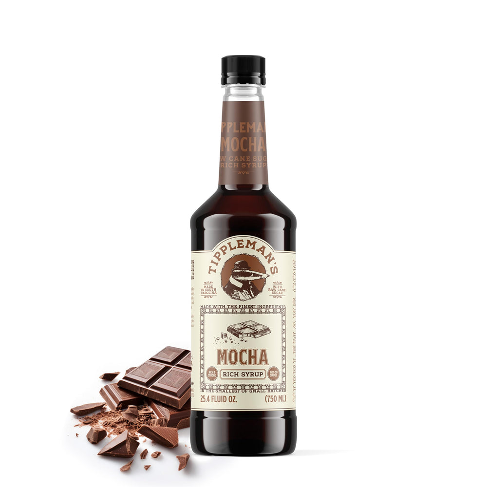 Tippleman's bottle front view showing rich mocha and natural ingredients benefit