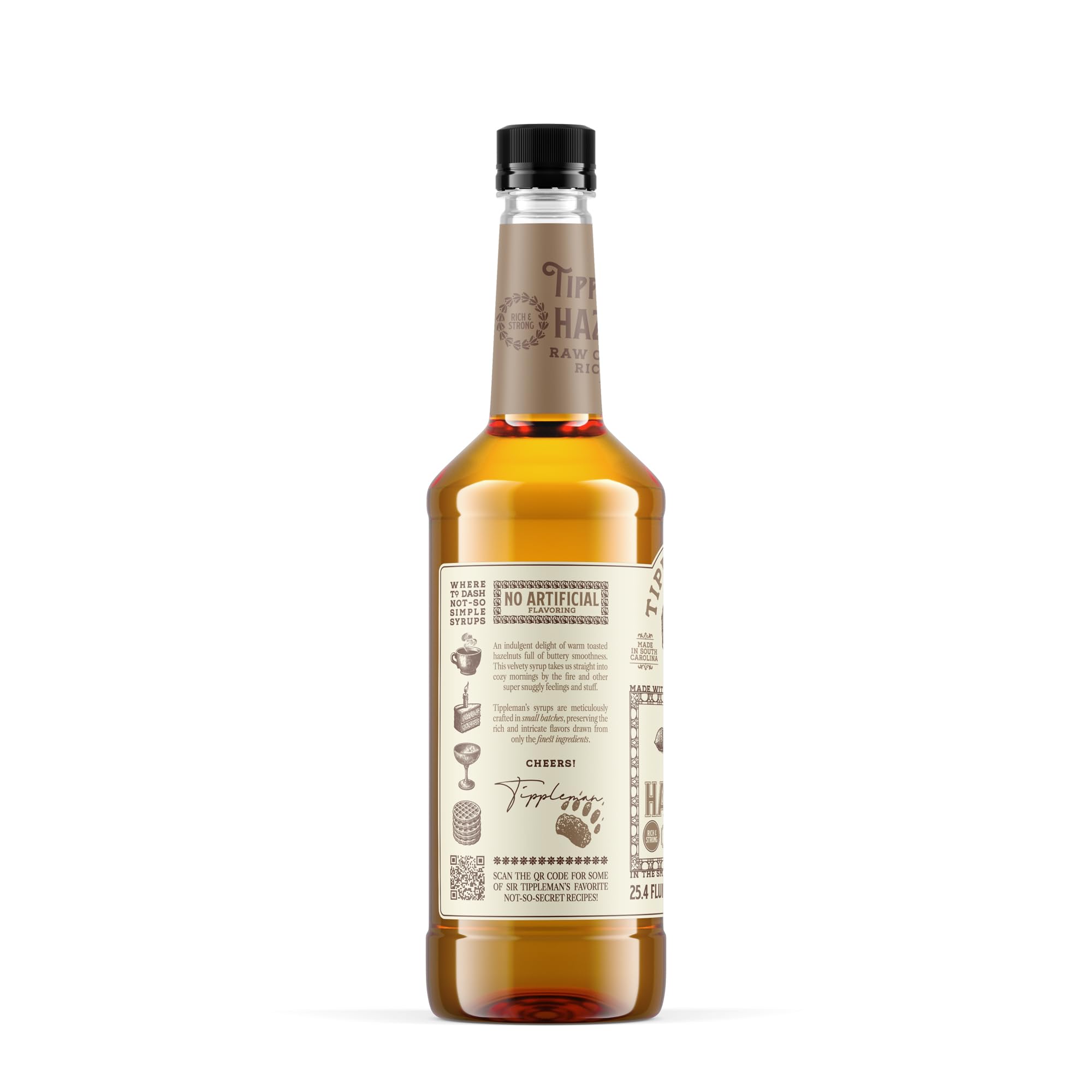 Tippleman's syrup drizzled over dessert adding nutty depth