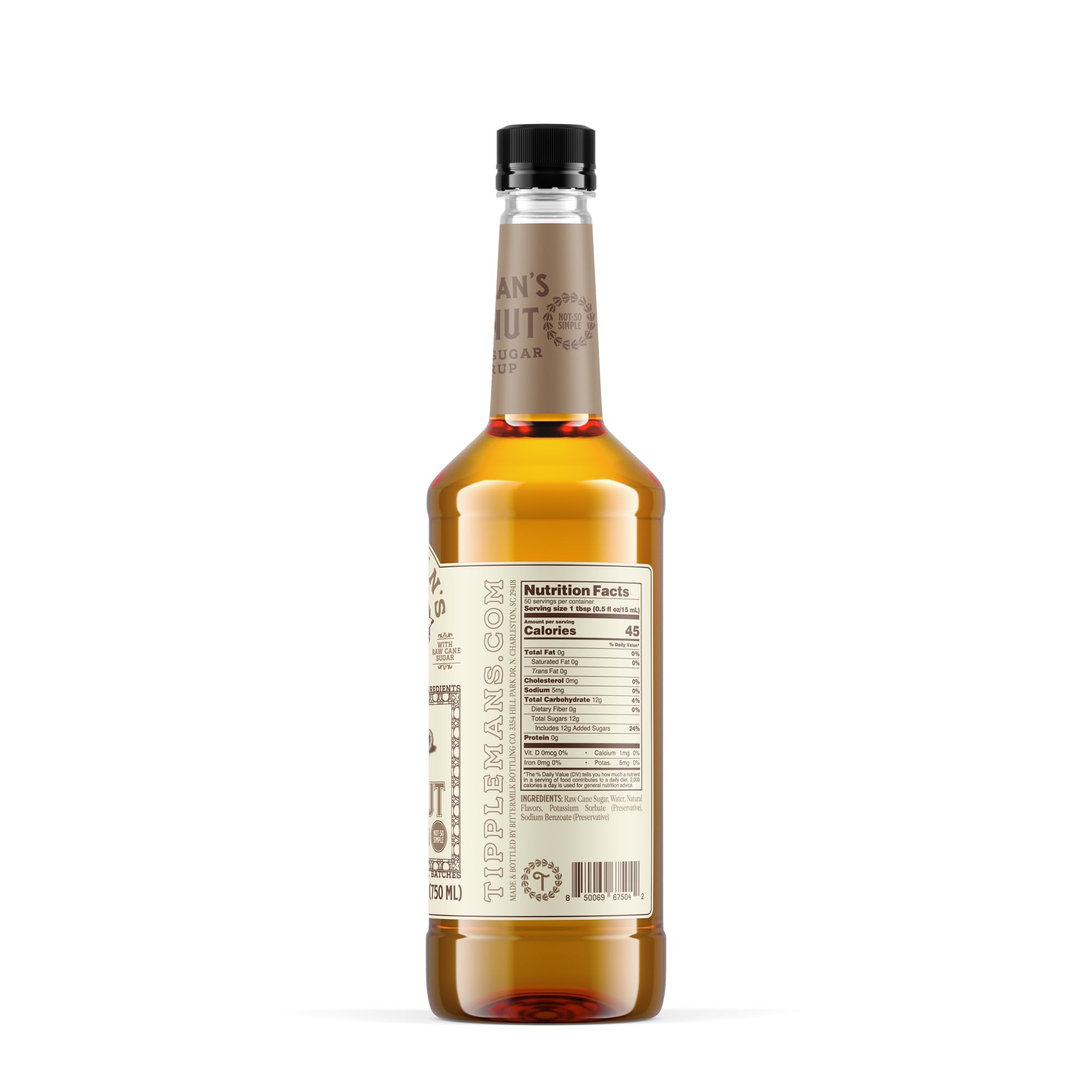 Tippleman's bottle beside a coffee cup showing 750ml scale