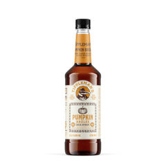 Tippleman's bottle front view showing seasonal pumpkin spice label and volume