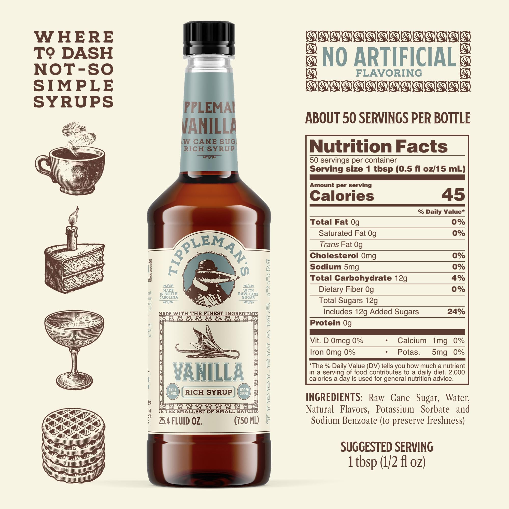 Tippleman's syrup pouring over espresso for smooth vanilla integration