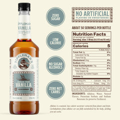 Tippleman's label close-up highlighting natural vanilla flavor and allulose benefit