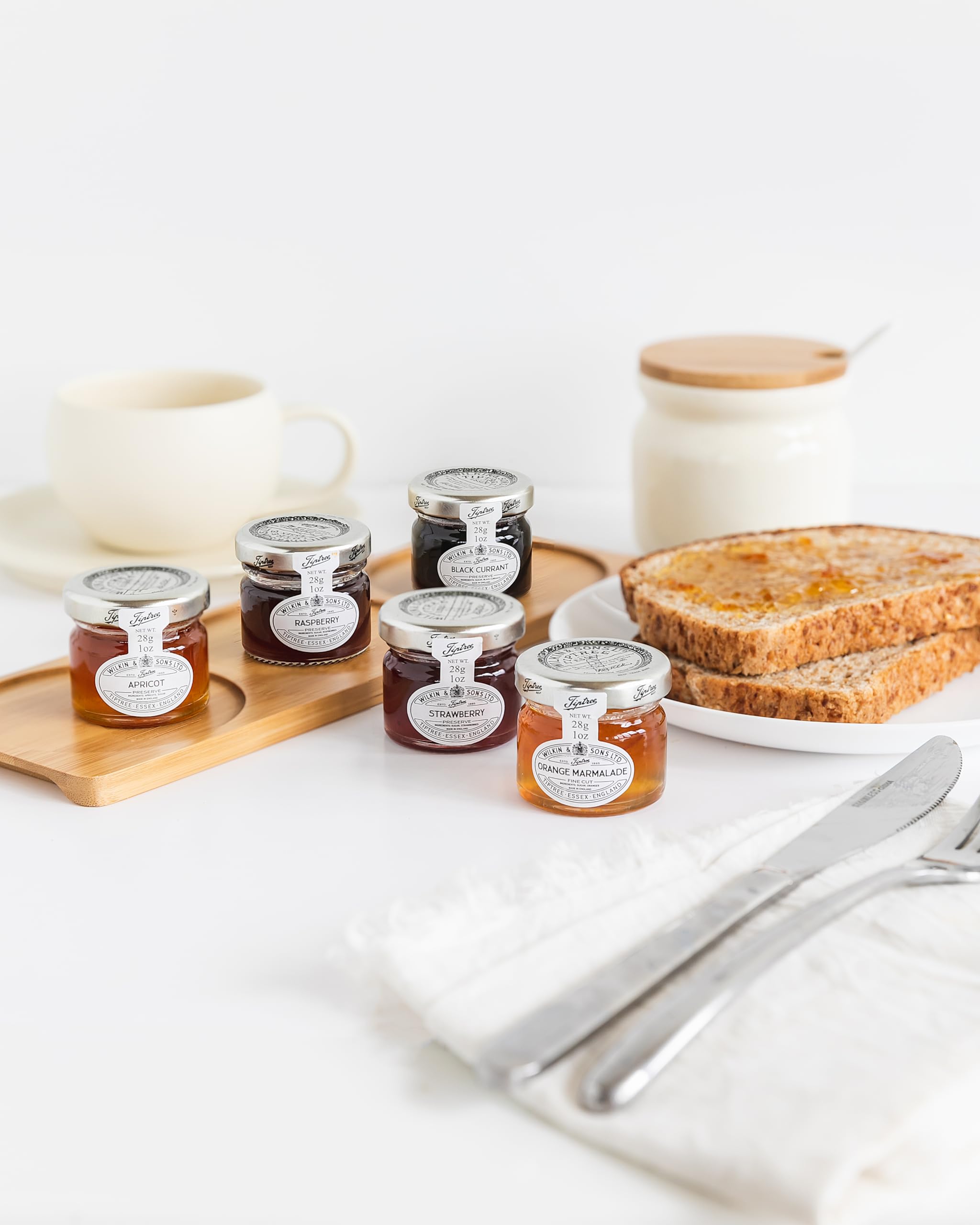 Tiptree group of 72 mini jars boxed together, highlights bulk convenience