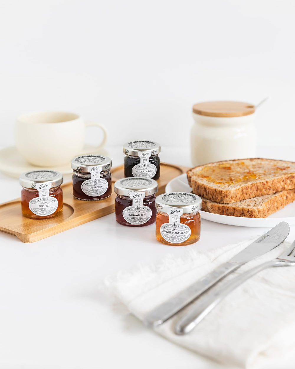 Tiptree group of 72 mini jars boxed together, highlights bulk convenience