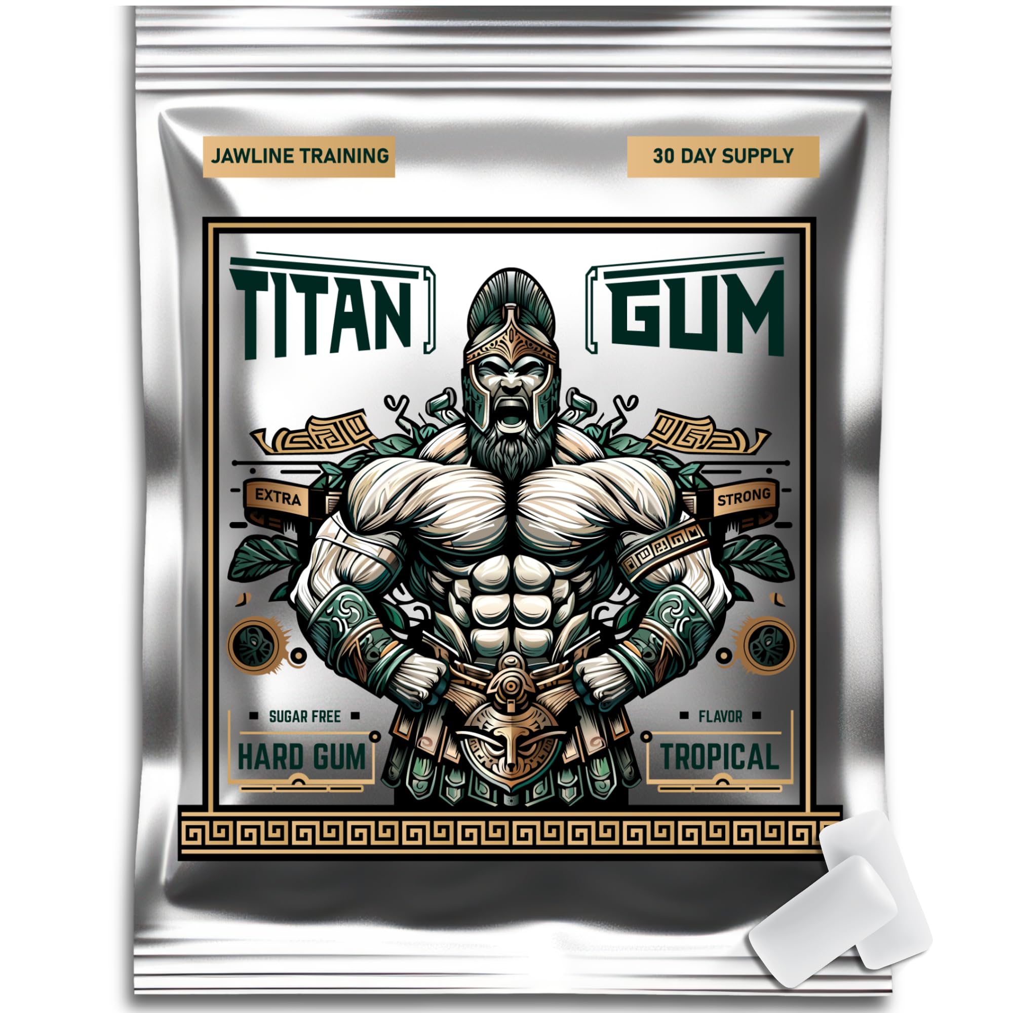 Titan Gum front pouch showing resealable bag and tropical branding for easy storage