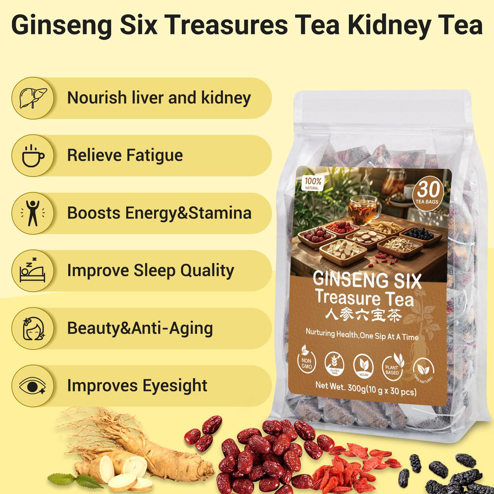 Tiucm arranged ingredients showing ginseng and berries for natural whole-herb quality