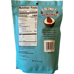 TJ's close-up of coconut-coated almond texture highlighting toasted crunch