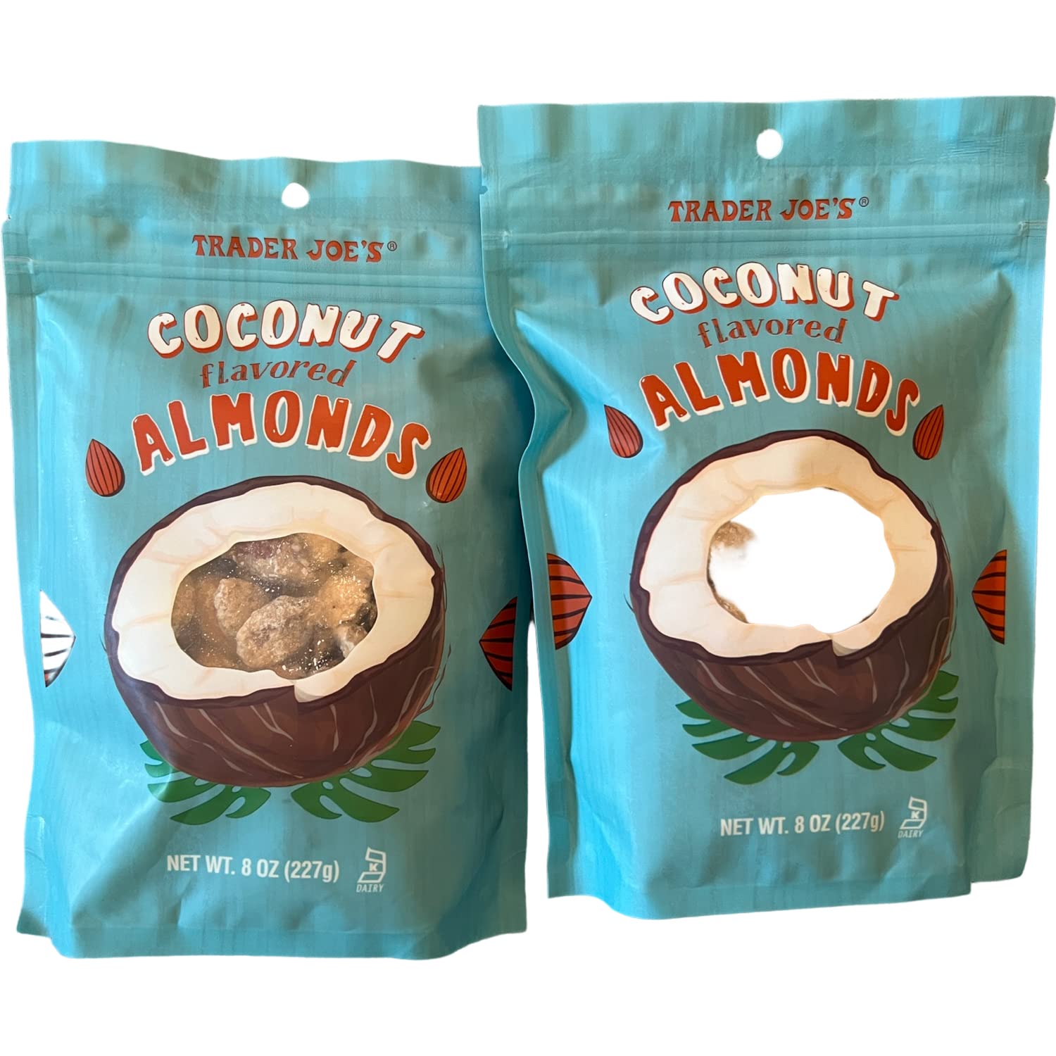 TJ's front packaging showing two-pack value and coconut almond appeal