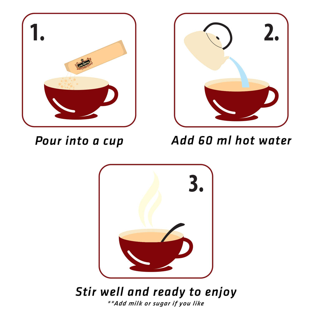 TNI King Coffee stick next to a teaspoon, shows compact portion for consistent cups