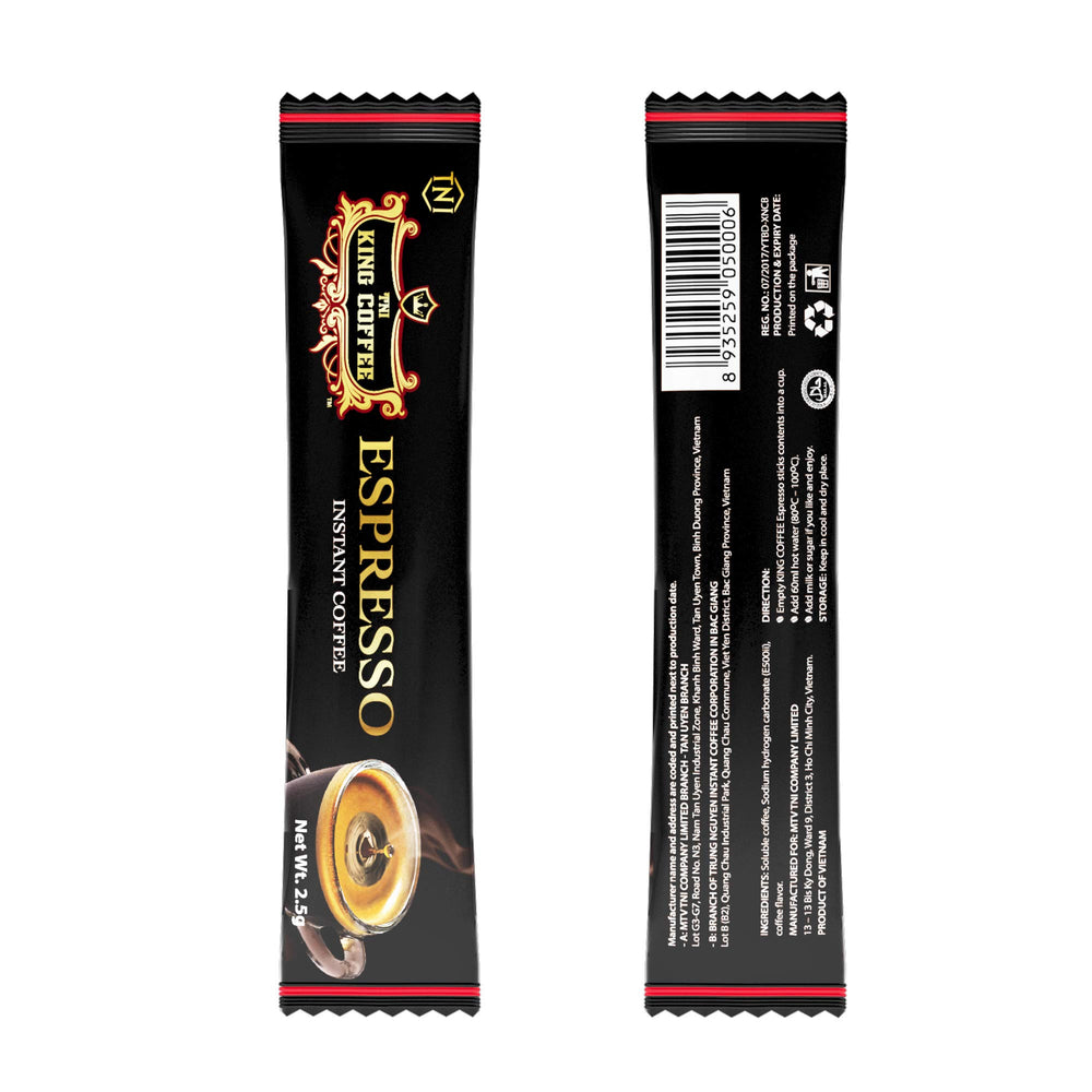 TNI King Coffee single stick unwrapped, shows easy single-serve preparation benefit