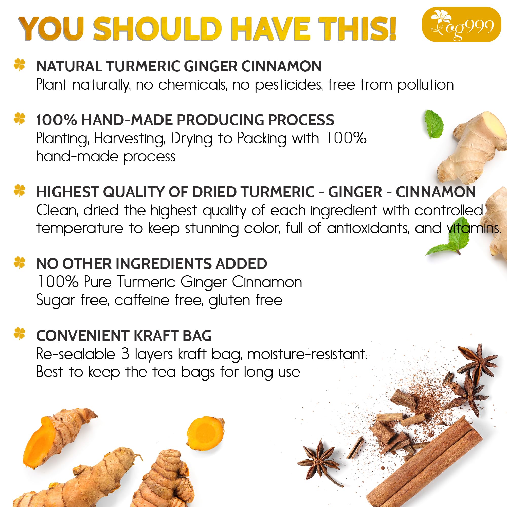 TOG999 overhead view of dried turmeric, ginger and cinnamon blend