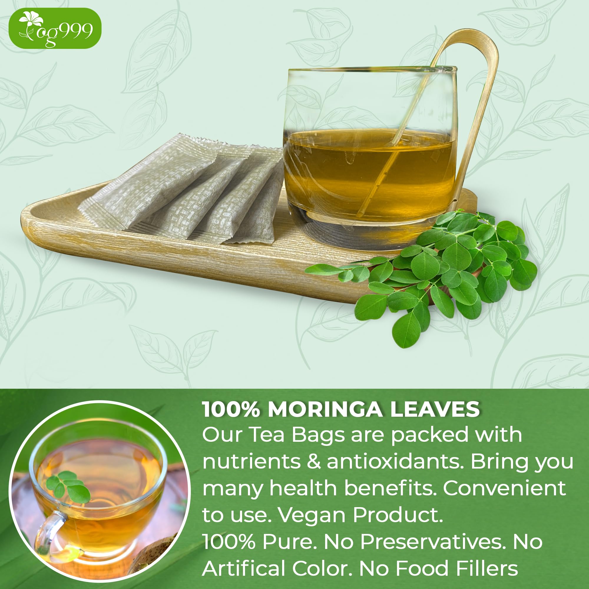 TOG999 loose moringa leaves in bowl displaying natural quality and pure ingredient benefit
